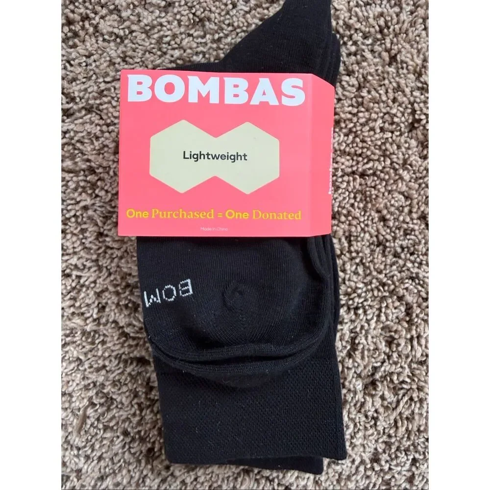 Bombas Lightweight Black Crew Socks NWT Comfort Performance Socks set of 3